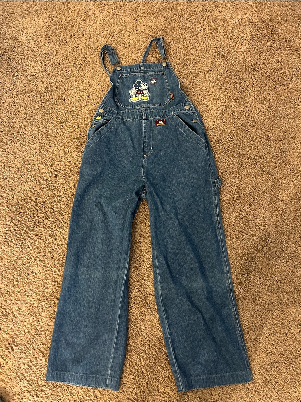 Women’s medium the Disney store Mickey Mouse denim embroidered overalls